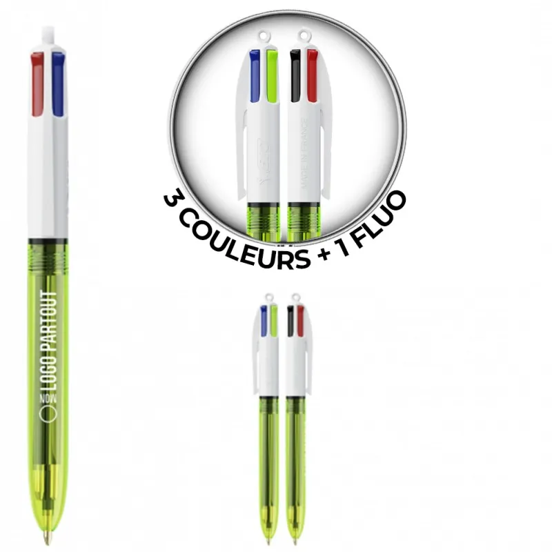 STYLO BIC PERSONNALISABLE 4 COULEURS GLACE