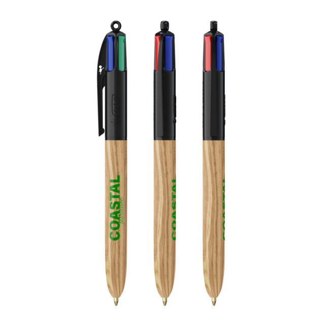 Stylo BIC ® 4 Couleurs Wood Style Lanyard 